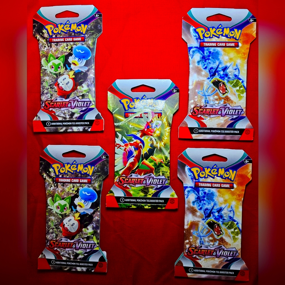 Pokemon Scarlet & Violet Sleeved Booster Pack. Lot of 5.